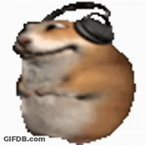 A Cheems Dog Wearing Headphones Is Smiling . GIF