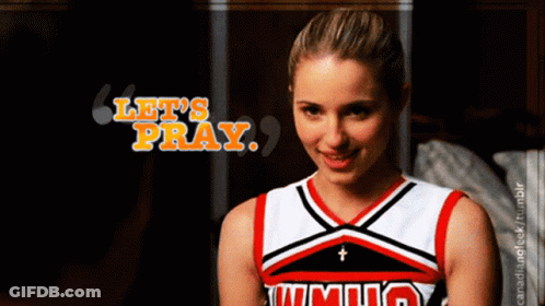 A Cheerleader With The Words Let 'S Pray On The Top GIF