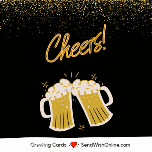 A Cheers Greeting Card With Two Beer Mugs GIF