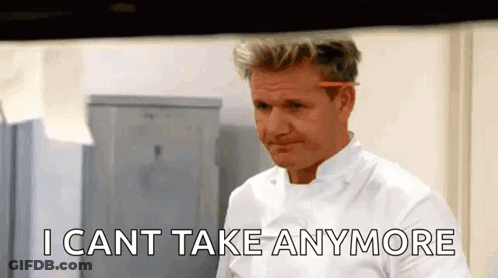 A Chef Is Holding A Pencil In His Mouth And Says `` I Can 'T Take Anymore '' GIF