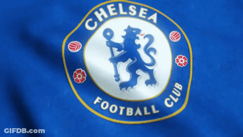 A Chelsea Football Club Logo Is On A Blue Shirt GIF