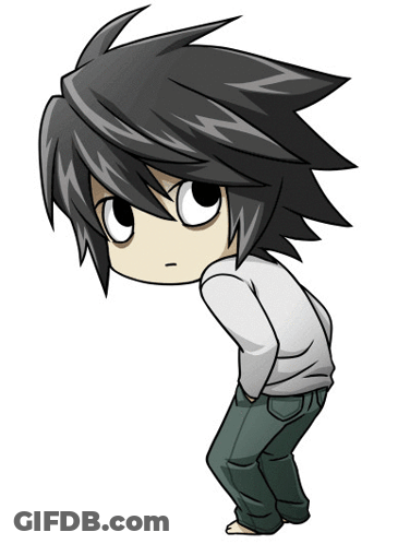 A Chibi Drawing Of A Boy With His Eyes Closed GIF