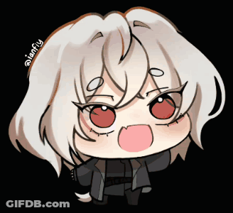 A Chibi Drawing Of A Girl With White Hair And Red Eyes By Asianfly GIF