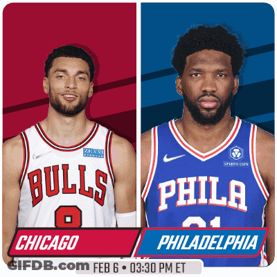 A Chicago Bulls Player And A Philadelphia Bulls Player GIF
