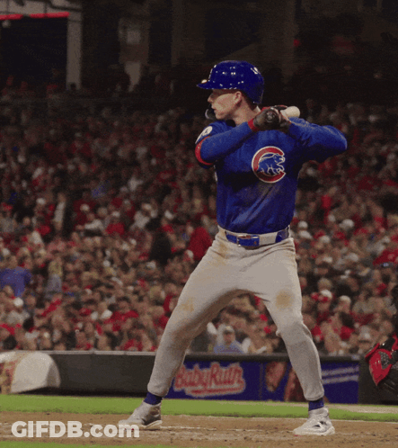 A Chicago Cubs Baseball Player Getting Ready To Bat GIF