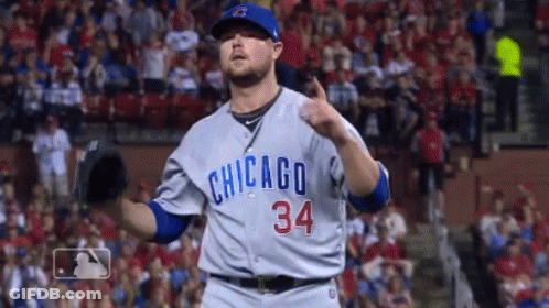 A Chicago Cubs Baseball Player Wearing Number 34 Is Giving A Thumbs Up GIF