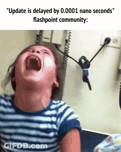 A Child Is Crying With The Words " Update Is Delayed By 0.0001 Nano Seconds " Flashpoint Community GIF