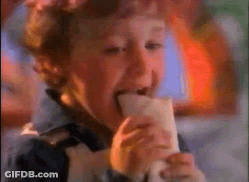 A Child Is Eating A Burrito In A Painting GIF