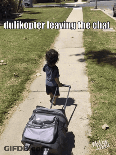Child Pulling Suitcase Leaving Chat GIF