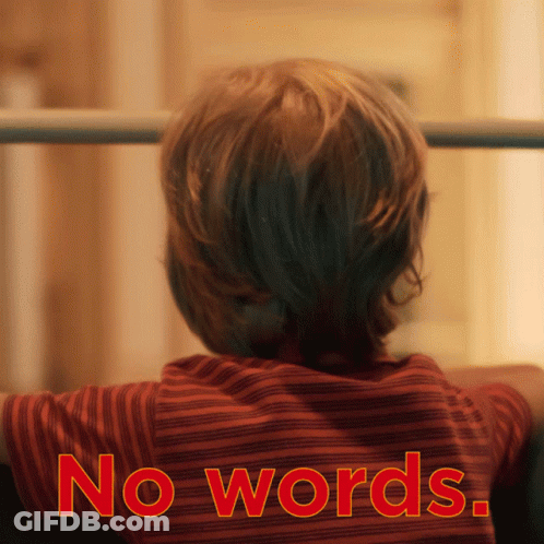 A Child 'S Back Is Shown With The Words " No Words " On The Bottom Right GIF