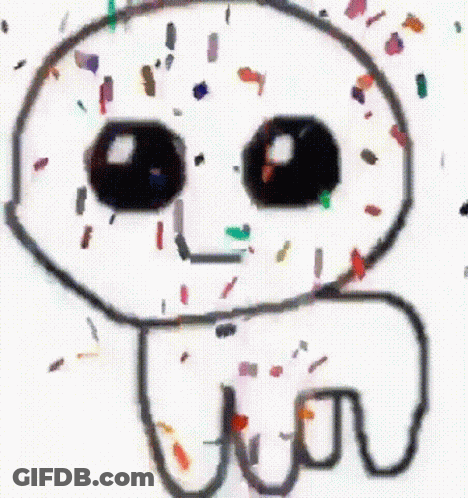A Child 'S Drawing Of A Skeleton With Confetti Around It GIF