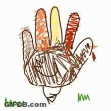 A Child 'S Drawing Of A Turkey Made Out Of A Hand . GIF