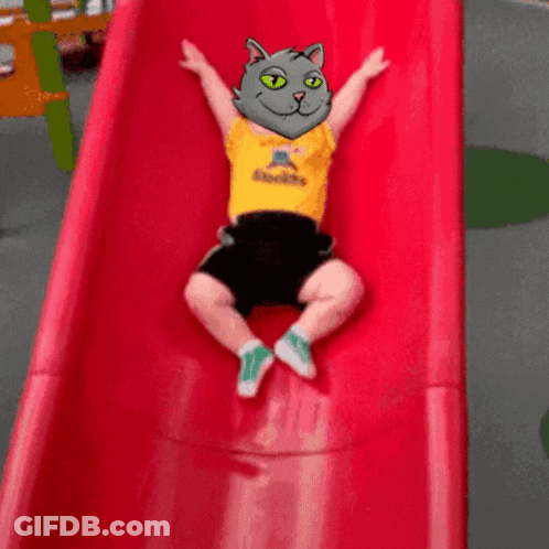 A Child Wearing A Yellow Shirt That Says Steelers Is Going Down A Slide GIF