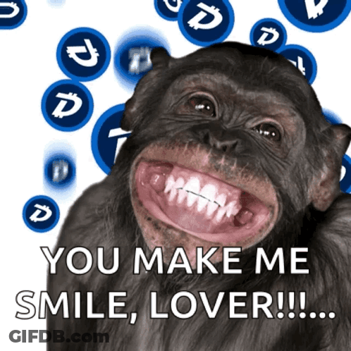 A Chimpanzee Is Smiling With The Words You Make Me Smile Lover Written Below It GIF