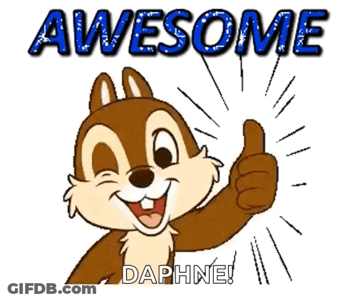 A Chipmunk Giving A Thumbs Up With The Words Awesome And Daphine GIF