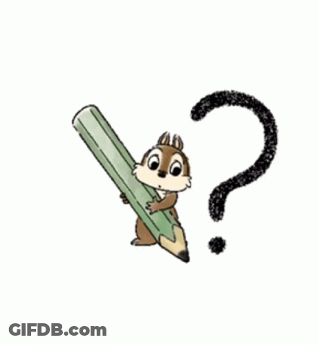 A Chipmunk Is Holding A Green Pencil With A Question Mark On It GIF