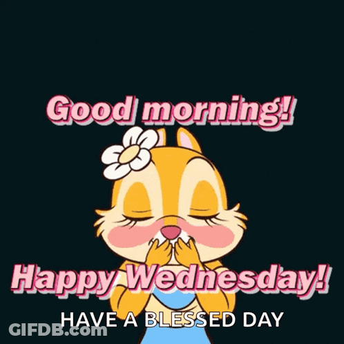 A Chipmunk Is Surrounded By Hearts And Says Good Morning Happy Wednesday GIF