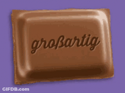 A Chocolate Bar With The Word Großartige On It GIF