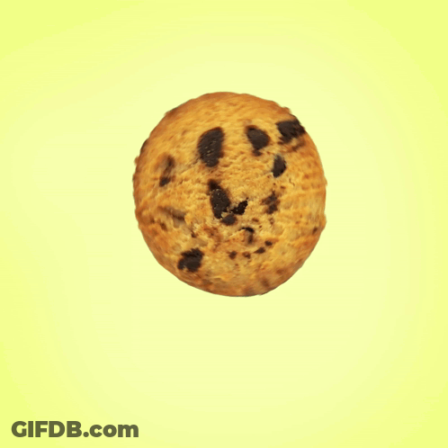 A Chocolate Chip Cookie With Arms And Legs Is Being Thrown Into The Air GIF