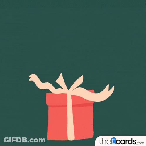 A Christmas Card That Says Happy Holidays With Santa Coming Out Of A Gift Box GIF
