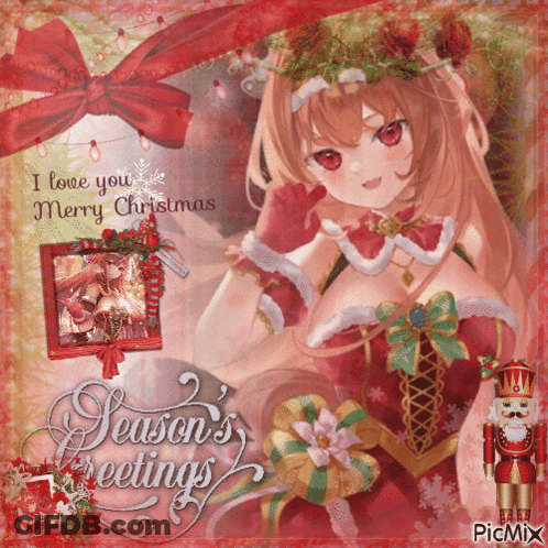 A Christmas Card That Says I Love You Merry Christmas Seasons Greetings GIF