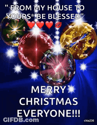 A Christmas Card That Says Merry Christmas Everyone GIF