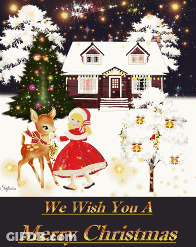 A Christmas Card That Says We Wish You A Merry Christmas On It GIF