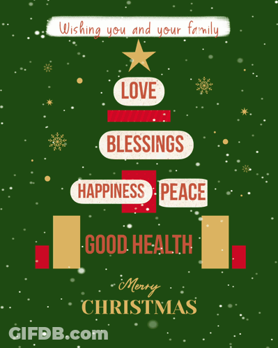A Christmas Card Wishing You And Your Family Good Health Love Blessings Happiness Peace GIF