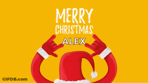 A Christmas Card With A Santa Claus Making A Rock And Roll Sign GIF