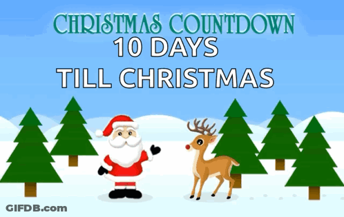 A Christmas Countdown With Santa And A Reindeer GIF
