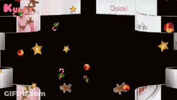 A Christmas Greeting Card That Says " Quick " On It GIF