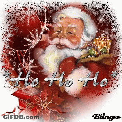A Christmas Greeting Card With Santa Claus And The Words Ho Ho Ho GIF