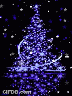 A Christmas Tree Made Of Blue Stars On A Black Background By Rose8 GIF