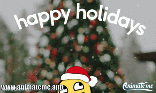 A Christmas Tree With The Words Happy Holidays Written Above It GIF