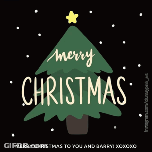 A Christmas Tree With The Words Merry Christmas Written On It GIF