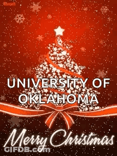 A Christmas Tree With The Words University Of Oklahoma Merry Christmas On It GIF