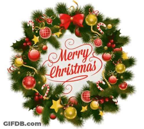 A Christmas Wreath That Says Merry Christmas GIF