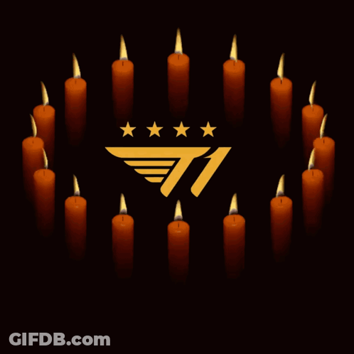 A Circle Of Lit Candles With The Number 71 In The Middle GIF