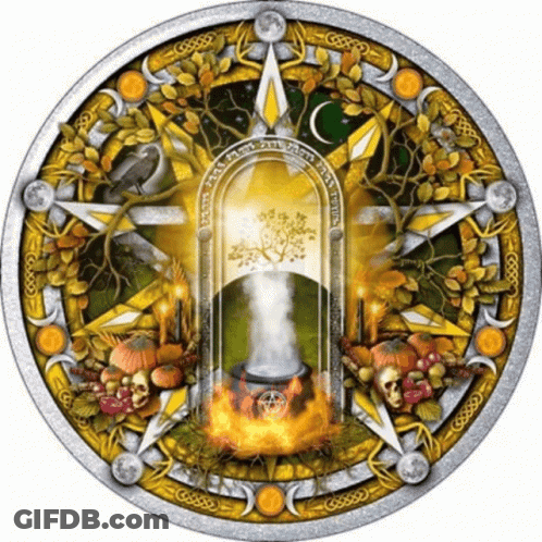 A Circle With A Cauldron In The Middle And A Star On It GIF