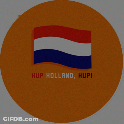 A Circle With A Flag And The Words Hup Holland Hup On It GIF