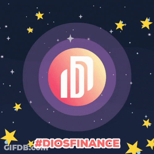 A Circle With The Letter D Inside Of It And #Diosfinance Written Below It GIF