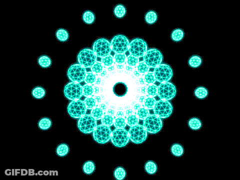 A Circular Pattern Of Green Circles And White Dots GIF