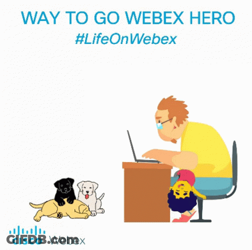 A Cisco Webex Ad With A Man Sitting At A Desk GIF