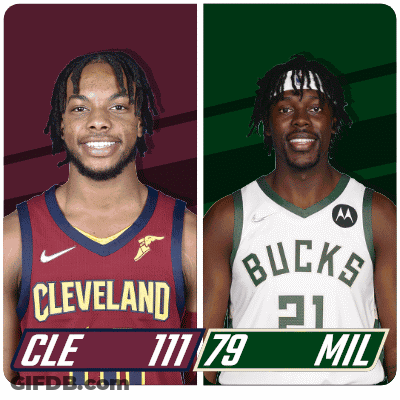 A Cleveland Basketball Player And A Bucks Basketball Player GIF