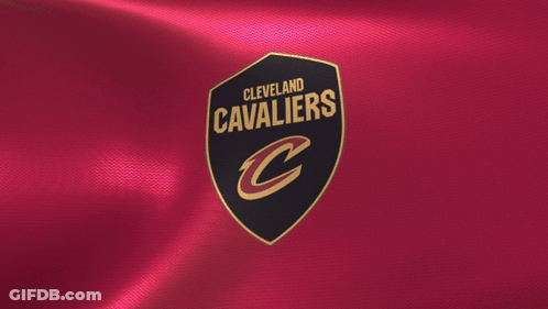 A Cleveland Cavaliers Logo On A Red Cloth GIF