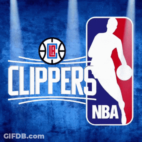 A Clippers Nba Logo With A Basketball Player Holding A Ball GIF