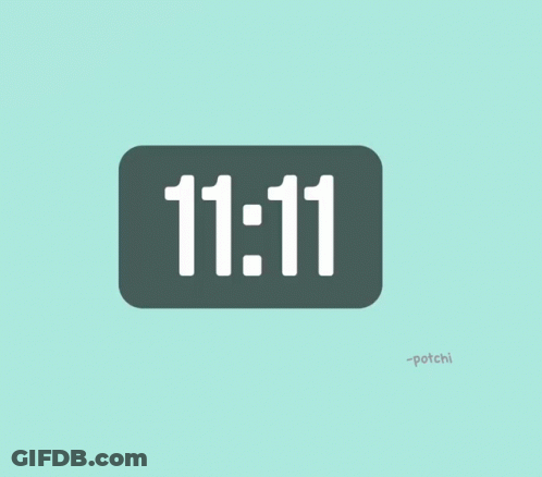 A Clock Displays The Time Of 11:11 On A Blue Background GIF