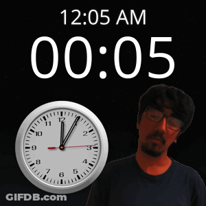 A Clock Shows The Time As 12:05 Am GIF