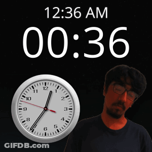 A Clock Shows The Time As 12:36 Am GIF