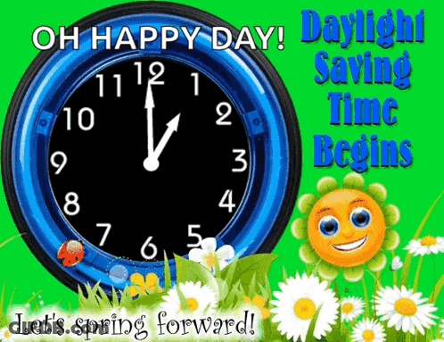 A Clock That Says Daylight Saving Time Begins GIF